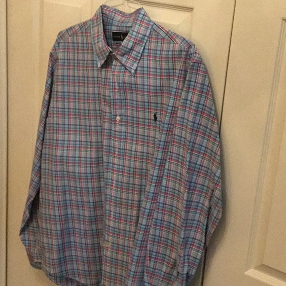 *EUC* Ralph Lauren light blue plaid button down. Size XL. - Picture 4 of 4